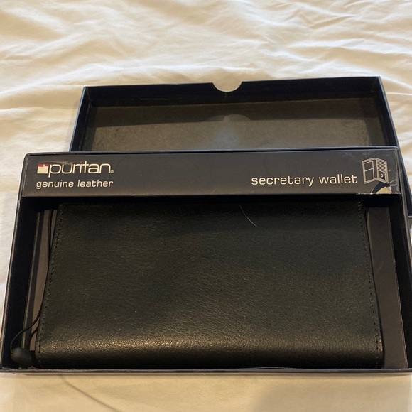Puritan Accessories - Puritan black leather secretary wallet. Holds checkbook and ID or photos. NIB